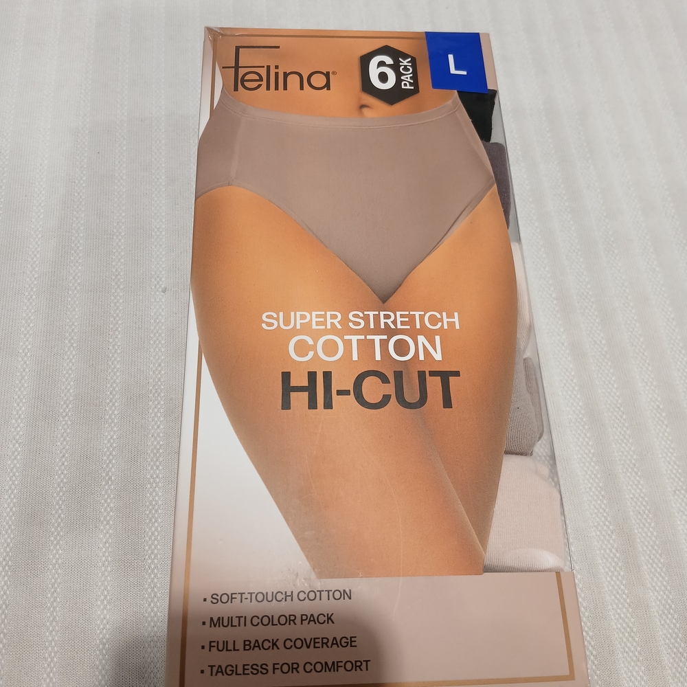 Felina Super Stretch Cotton Hi-Cut Panties - Multi Color Pack